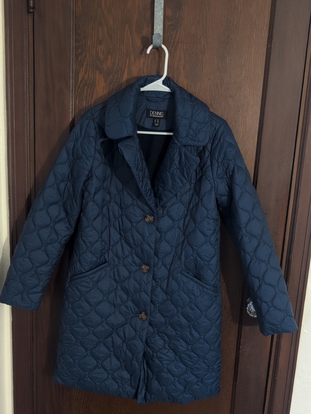 Dennis Basso Blue Quilted Puffer Coat